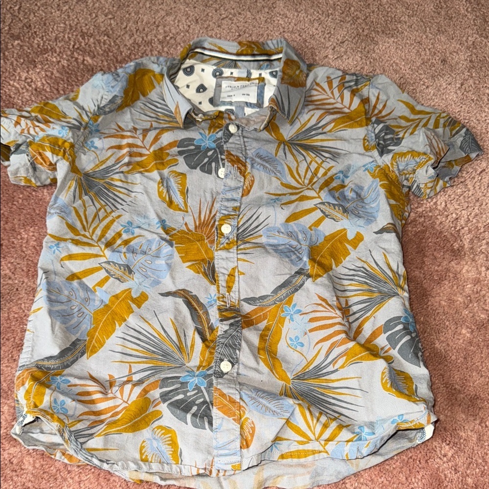Denim & Flower Kids Button Down Shirt - Mustard, Blue, Gray